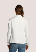 Back view of casual cotton blazer by Dylan Clothing in white 