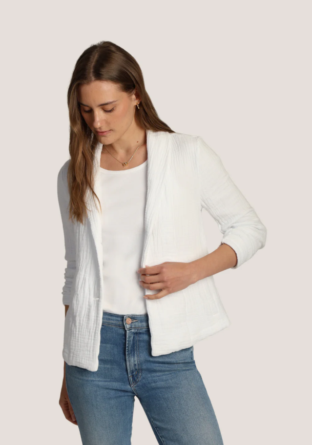 Dylan Blake Blazer in 100% cotton with relaxed cropped fit at The Lazy Daisy