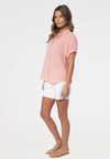 Dylan Short Sleeve Button-Up Peach