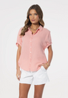 Dylan Short Sleeve Button-Up Peach