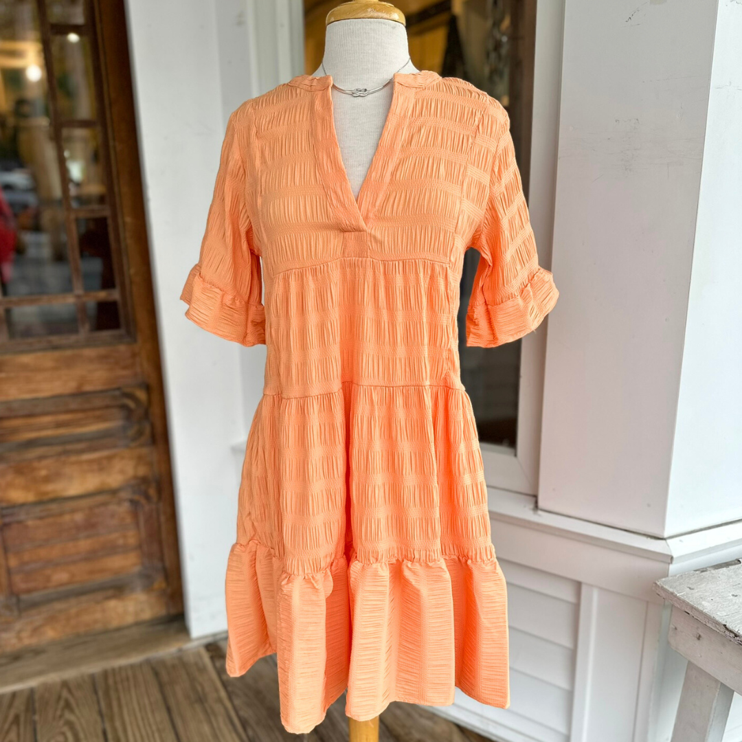 Daisy Dress in Orange Seersucker Daisy Dress in Orange Seersucker