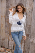 Football Striped V Neck