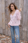 Wooden Ships Mini Martini V sweater with allover martini glass knit pattern