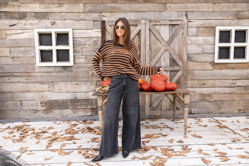 Pumpkin Striped Crew