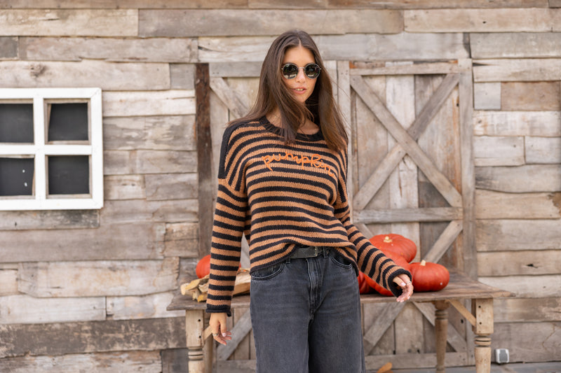 Pumpkin Striped Crew