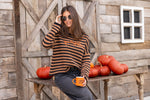 Pumpkin Striped Crew