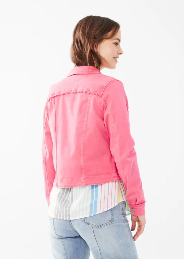 FDJ Euro Twill, Cropped Jacket Flamingo Pink