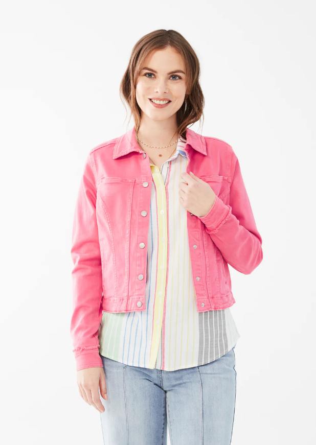 FDJ Euro Twill, Cropped Jacket Flamingo Pink