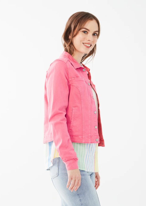 FDJ Euro Twill, Cropped Jacket Flamingo Pink