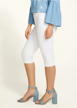 Side angle showing cropped length and mid-rise waist
