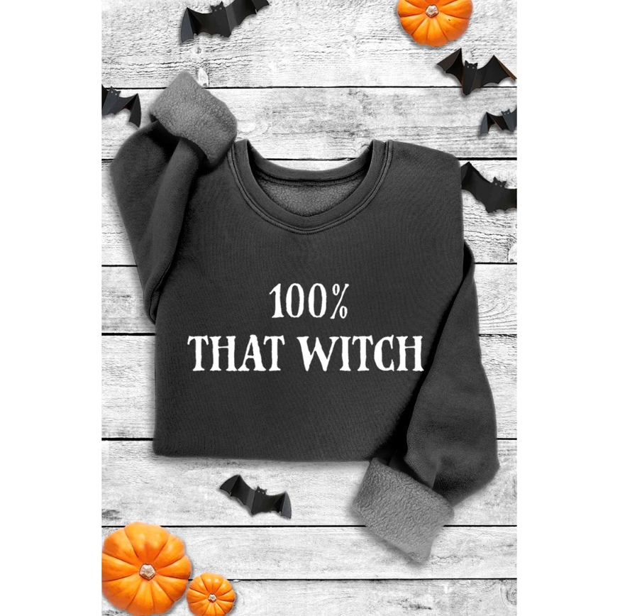 100% That Witch Mineral Sweatshirt with vintage-style screen print.