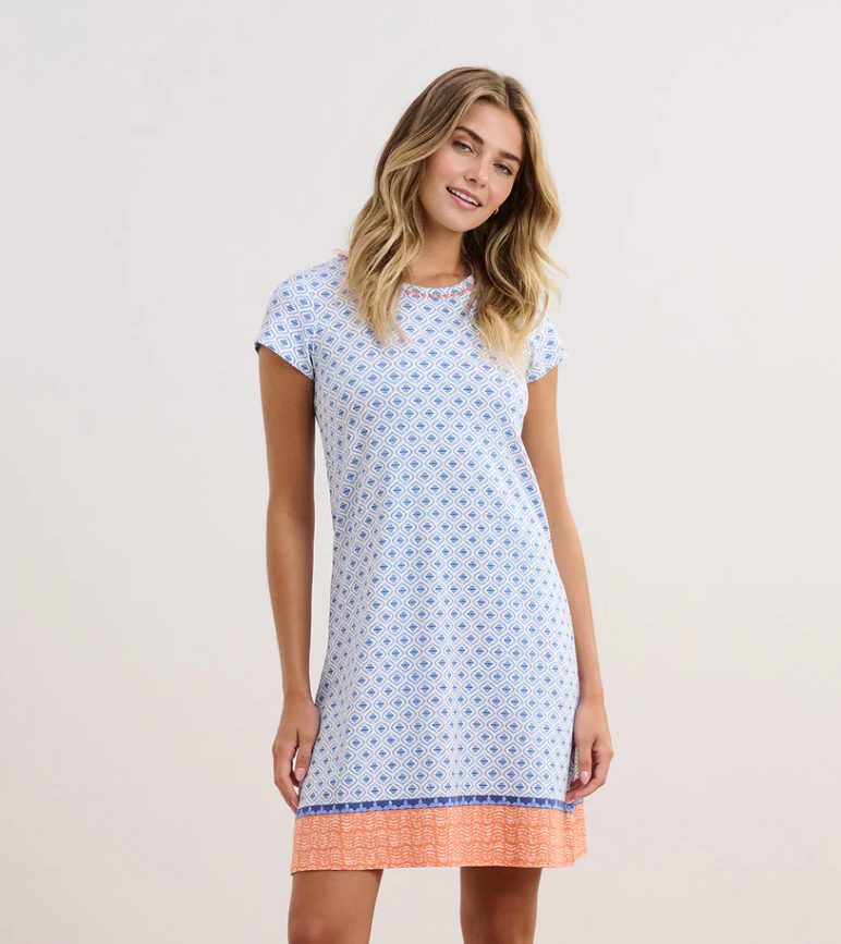 The Cici Dress with painted petals design, perfect for warm weather events