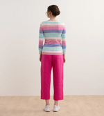 Back view highlighting ribbed hem and lightweight drape