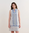 The Marin Dress in Blue Stripes – Sleeveless linen cotton shift dress with side pockets