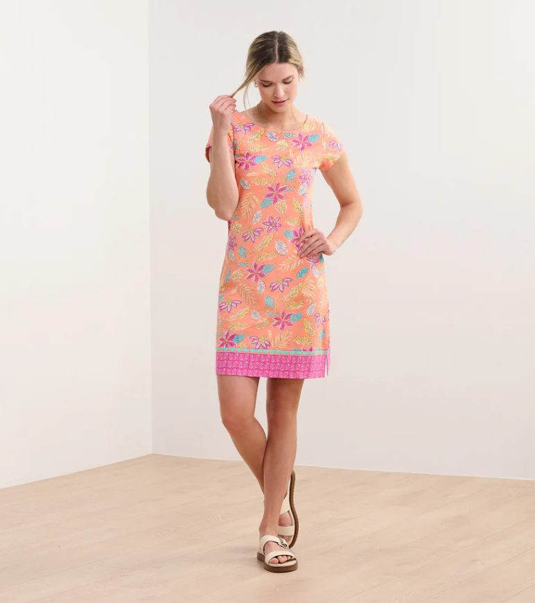 The Nellie Dress in Distressed Floral – Cotton short sleeve t-shirt dress with exposed zipper