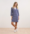 Front view of Taylor Dress in Nautical Stripes with A-line silhouette and woven collar