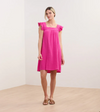 Chic trapeze dress with flutter sleeves, square neckline, and cut-out back