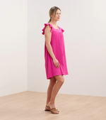 Playful and feminine Flutter Sleeve Dress with vibrant fuchsia color
