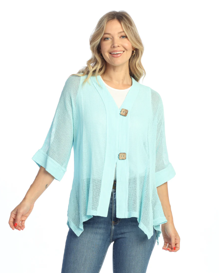 Mesh Two Button Cardigan