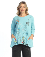 Front view of Confetti Tunic Top in bright mineral-washed color