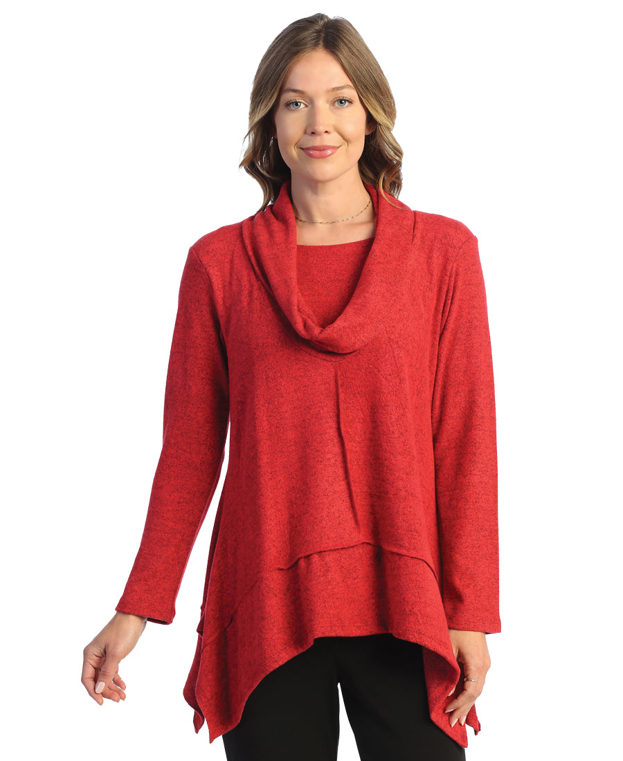 Jess & Jane Brushed Hacci Tunic Top Red