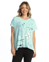 Front view of Petals Jersey Top with bold floral design