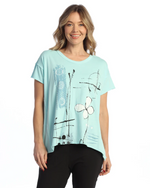 Front view of Petals Jersey Top with bold floral design