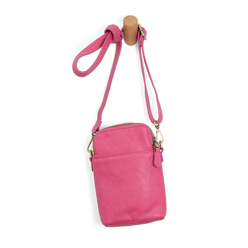 Jolene Vegan Leather Crossbody Phone Bag – Travel Light at The Lazy Daisy in Magenta