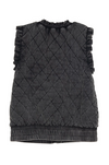 Garment Washed Quilted Ruffle Sleeve Vest