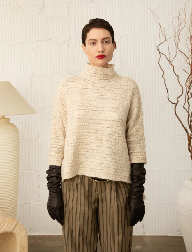 Kerisma Romana Sweater with oversized mock neck and textured braid pattern