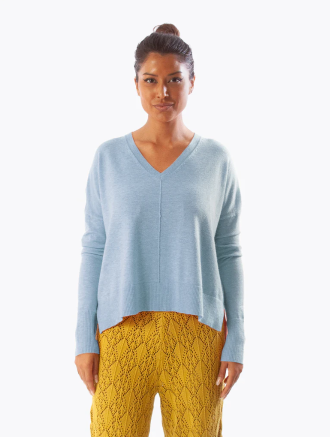 Kerisma Wagner Top in soft knit with wide V-neck and center front seam