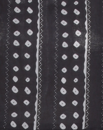 Close-up of monochromatic dot pattern on maxi dress
