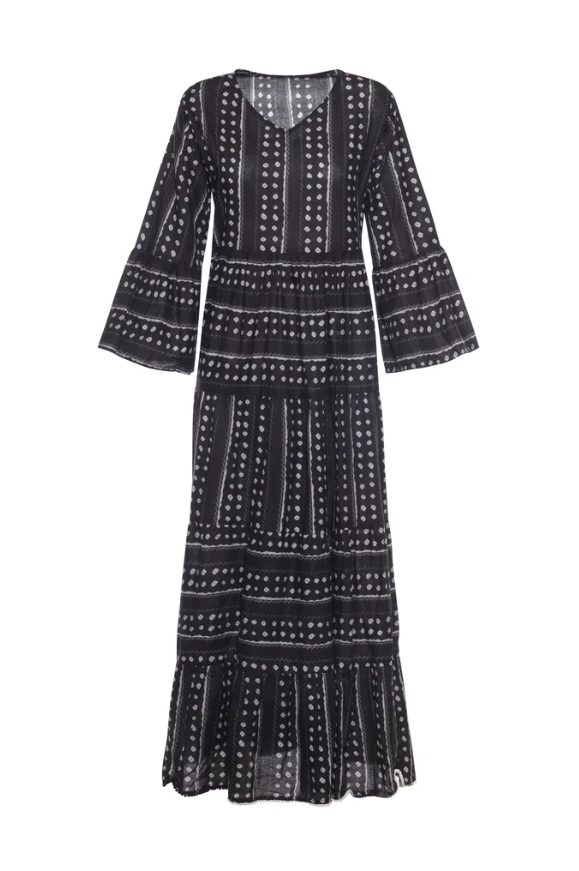 Flat lay of lightweight Kikisol maxi dress with flowy silhouette