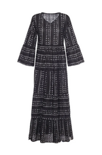 Flat lay of lightweight Kikisol maxi dress with flowy silhouette