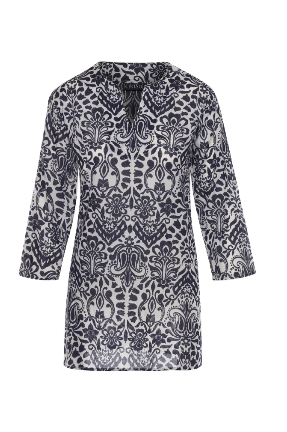 Flat lay of bold printed Istanbul Tunic in 100% cotton