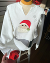 Kunky handcrafted Santa sweater with contrasting cuffs and festive artwork
