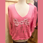 Kunky V-Neck Field of Daisy Sweater Pink