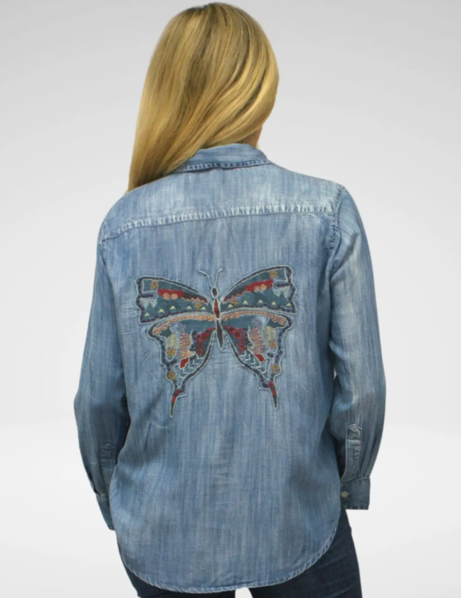 Back view of the Kori Top with intricate stitching