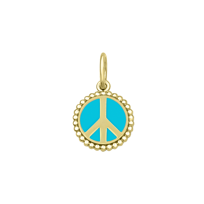 LOLA® Peace Sign Gold Pendant Turquoise