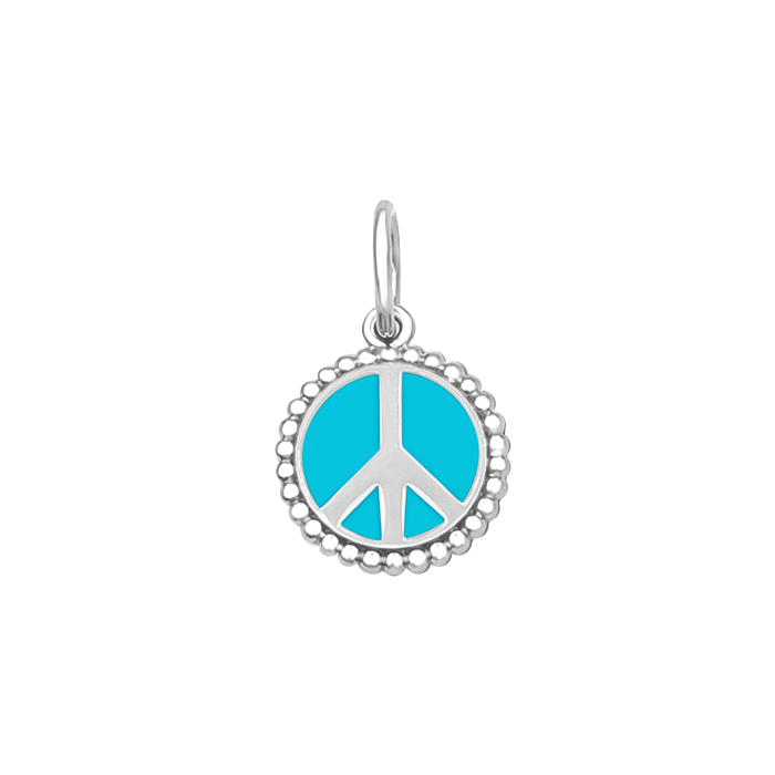 LOLA® Peace Sign Silver Pendant Turquoise