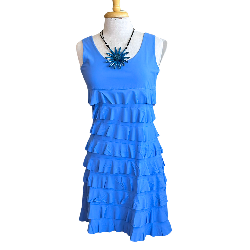 Lulu-B Sleeveless Cha Cha Dress featuring layered Cha Cha design, and UPF 50+ sun protection, perfect for spring and summer outings