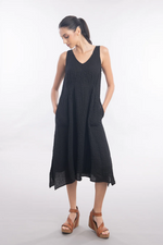 San Marco Sundress front view showing V-neck and pleats