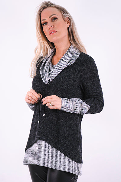 Michael Tyler Layered Cowl Neck Top