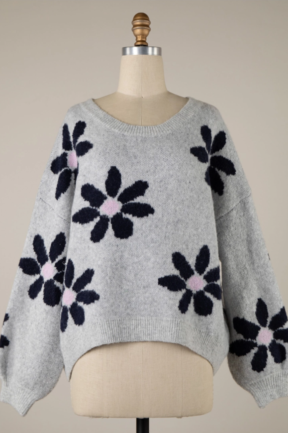 Miracle Daisy Flower Print Sweater