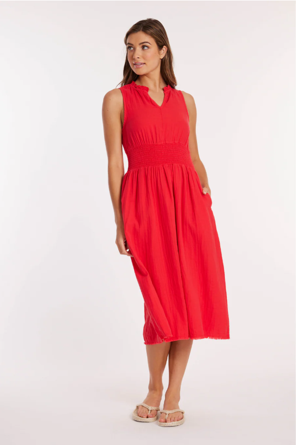 Smocked Waist Midi Tank Dress