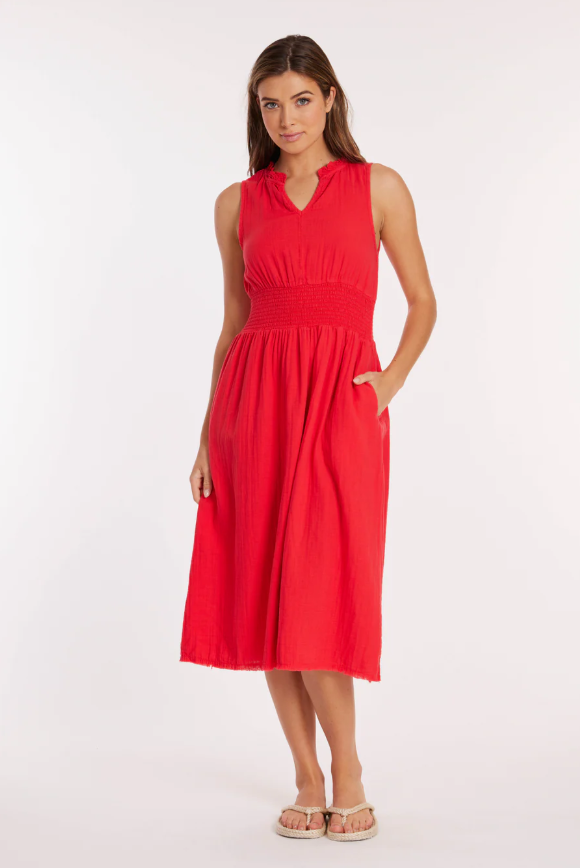 Smocked Waist Midi Tank Dress