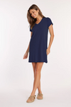 Mododoc Longer V-Neck Tee Dress in soft cotton with short sleeves