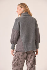 Knit & Quilted Turtle Neck Sweater