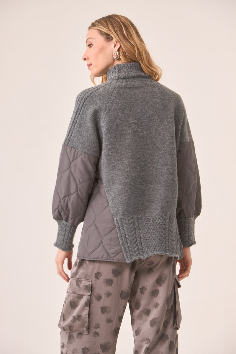 Knit & Quilted Turtle Neck Sweater