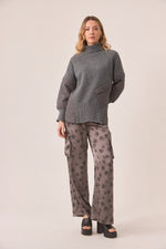 Knit & Quilted Turtle Neck Sweater